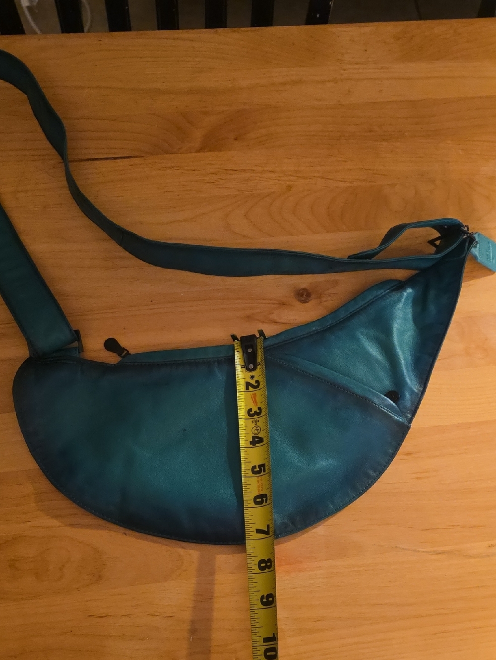 Turquoise Distressed Leather Half Sash Bag - Picture 6 of 6